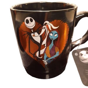 NEW Jack Skellington, Sally +Zero The Nightmare Before Christmas HEART mug image 3