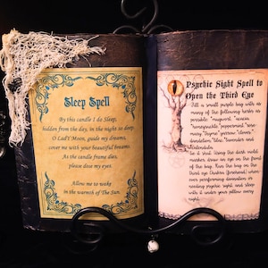SLEEP Spell and PSYCHIC SIGHT Spell to Open The Third Eye Spell Book Spooky Witch Decor Halloween Salem