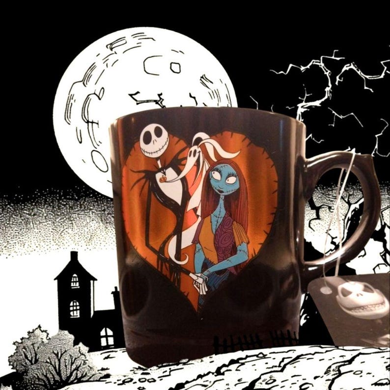 NEW Jack Skellington, Sally +Zero The Nightmare Before Christmas HEART mug image 1
