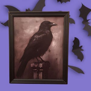 RAVEN Black Crow HALLOWEEN Gothic Dark Academia FRAMED Decor Print 8&quot;x10&quot;