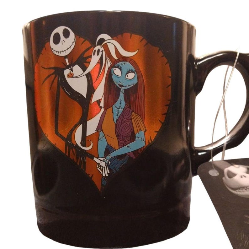 NEW Jack Skellington, Sally +Zero The Nightmare Before Christmas HEART mug image 2