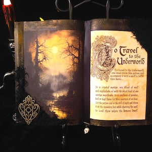 To TRAVEL To The UNDERWORLD With Erie Moonlight Forest Halloween SpellBook Spooky Witch Gothic Decor