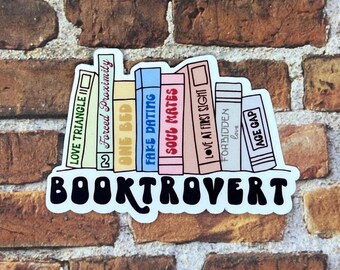 Booktrovert Sticker • Book Lover Reading Aesthetic Decal • Book Tropes Spine Vinyl Sticker for Laptop Water Bottle Kindle