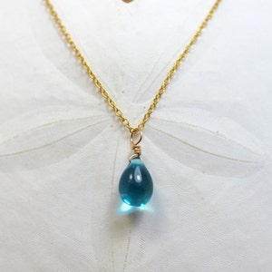 Blue Mermaid Gold Tear Necklace