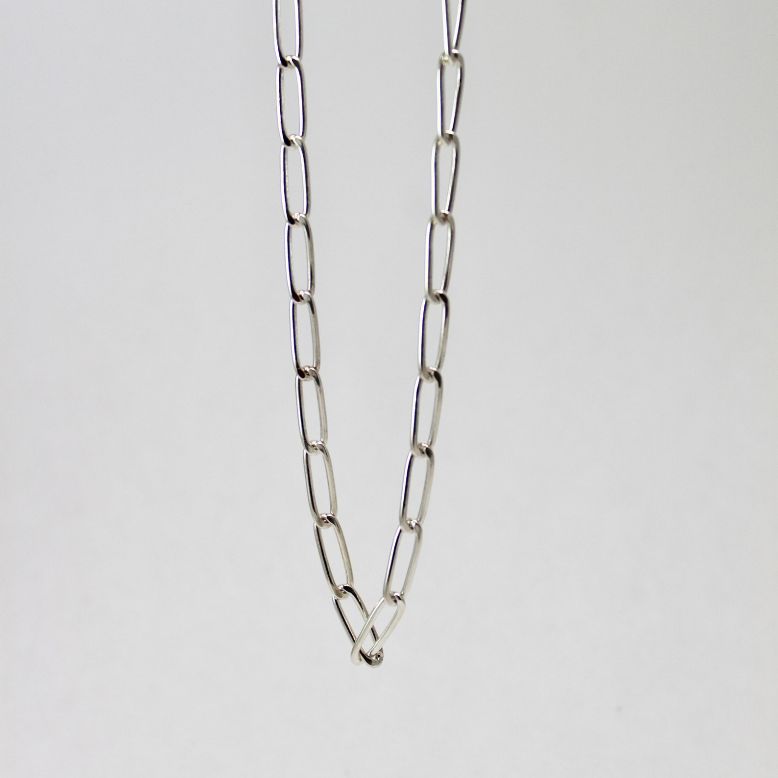 Silver Paper Clip Chain Necklace Silver Chunky Chain Choker Etsy