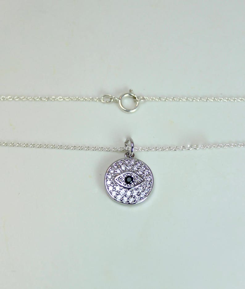 Pave Evil Eye Silver Pendant