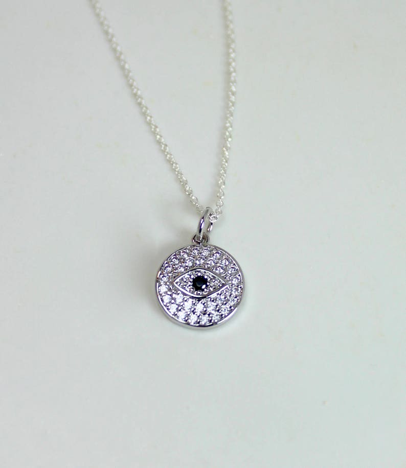 Pave Evil Eye Silver Pendant