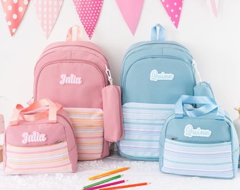Personalized Kids Backpack Set: Lunch Bag & Pencil Case - Custom Name