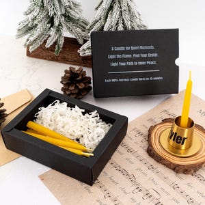 Meditation Candle Gift, Hygge Candle Kit, Meditation Candle Set, Beeswax Candle Kit 20 Minutes of Relaxation, Moment of Silence