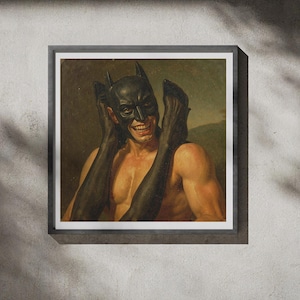 American Psycho Rises Druck | Patrick Bateman Christian Bale | Lustiges Film Poster | Batman Omega Ölgemälde Stil