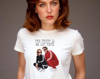 Camiseta divertida de Expediente X / Parodia de Mulder y Scully / Camiseta meme / Hip Hop / Camiseta blanca de fan / Camiseta de película de extraterrestres de TV Camiseta retro OVNI / Años 90 y 2000