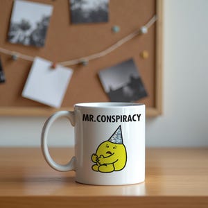 Taza MR CONSPIRACY / Novedad / Gracioso / Hombres Mr Him / Regalo / Teoría de la conspiración / Cerámica / Parodia / Regalo de conspiración / Cumpleaños Navidad Café