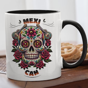 Mexican Coffee Mug MexiCAN mug Mexican proud mug Mexican coffee gift Day of the dead mug Colorful Sugar skull mug mexican ceramic mug
