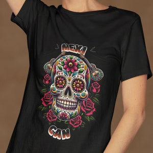 Mexican Sugar Skull T-Shirt - Day of the Dead Graphic Tee - Colorful Dia de los Muertos Shirt - Unique Cultural Design