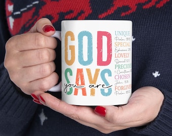 Jesus Christian Mug Sublimation Design, Faith Mug Wrap, 11 oz Mug Wrap 15 oz , God Says You Are mug,Bible Quotes Mug, christian gift idea