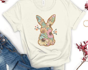 Bloemen paashaas shirt dames lente bloemen konijn ontwerp Pasen viering lente mode konijn comfort kleuren aquarel bloemen pasen