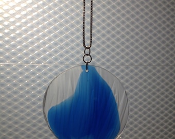 Ripple texture pendant in water clear and blue