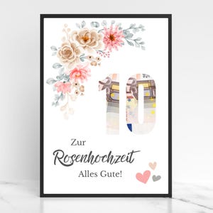 Cash gift for a rose wedding anniversary | Rose wedding anniversary gift | 10th wedding anniversary gift idea | Wedding anniversary | Anniversary gift | Download PDF