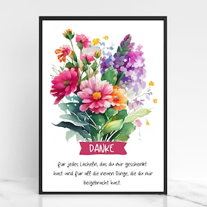 Farewell gift for a kindergarten teacher, gift for a childminder, teacher, flowers, kindergarten, daycare, thank you teacher, elementary school, download PDF JPEG