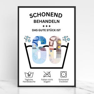 Cash gift 60th birthday | 60 years gift with money | Birthday gift | Last-minute gift to print | Download PDF A4