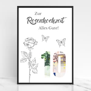 Cash gift for a rose wedding anniversary | Rose wedding gift | 10th wedding anniversary gift idea | Wedding anniversary | 10 years of marriage | Download PDF