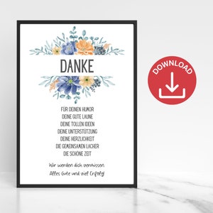 Farewell gift for a colleague, retirement gift for a colleague, thank you poster, digital download, PDF