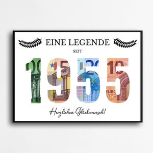 Cash gift 70th birthday | 70th birthday | Legend since 1955 | Round birthday | Last-minute gift to print | Download PDF