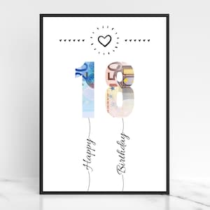 Cash gift for 18th birthday | 18 year old gift | Coming of age | Happy birthday | Last-minute gift to print | Download PDF