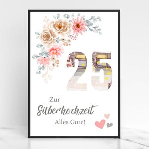 Geldcadeau zilveren bruiloft | Zilveren huwelijkscadeau | 25e huwelijksverjaardag cadeau-idee | huwelijksverjaardag | zilveren bruiloft | PDF downloaden