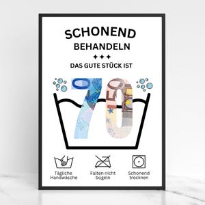 Cash gift 70th birthday | Birthday 70 | 70 years gift | Gifts gift | Last-minute gift to print | Download PDF A4