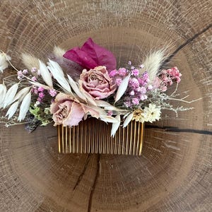 Handmade Floral Hair Comb – Real Dried Flowers, Romantic Boho Hairpiece for Brides & Special Occasions