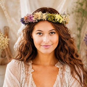 Rustic Festival Flower Crown – Woodland Fairy Headpiece – Boho Nature Hair