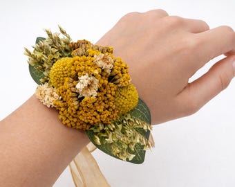 Sunlit Yellow Floral Wrist Corsage for Bridesmaids, Prom, or Events