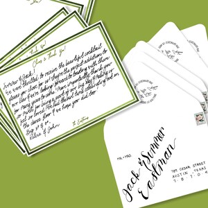 Notas de agradecimento manuscritas, papelaria personalizada | Cartões personalizados para casamentos, chás de bebê, ocasiões especiais | Super Solids - Verde