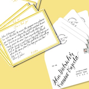 Notas de agradecimento manuscritas, papelaria personalizada | Cartões personalizados para casamentos, chás de bebê, ocasiões especiais | Super Solids - Amarelo