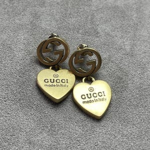 Pendientes vintage Gucci en tono dorado, regalo de joyería artística, pendientes para regalo de boda