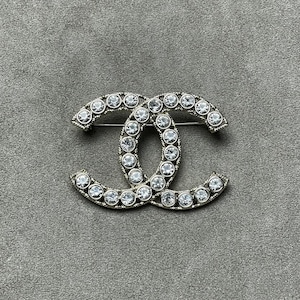Authentic Chanel Gold Tone With Stones Vintage Brooch Pin Gift Art Jewelry Wedding Gift Brooch