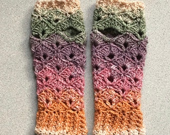 Crochet Fingerless gloves mittens teen ladies arm warmers