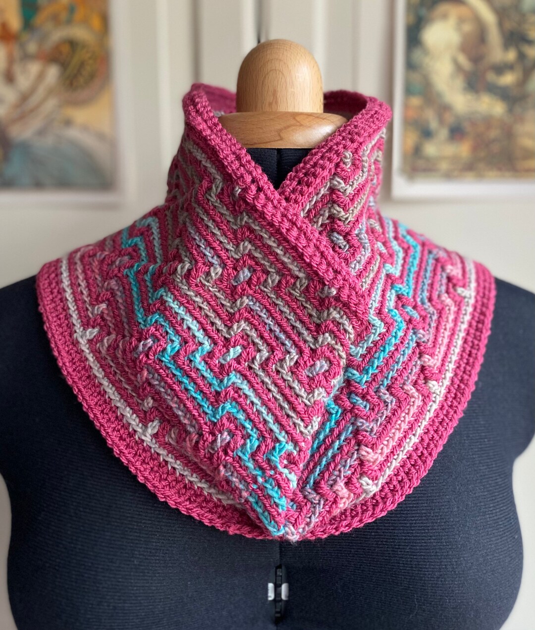 Crochet Cowl Infinity Scarf Mosaic - Etsy