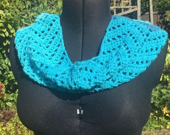 Lacy crochet cowl infinity scarf