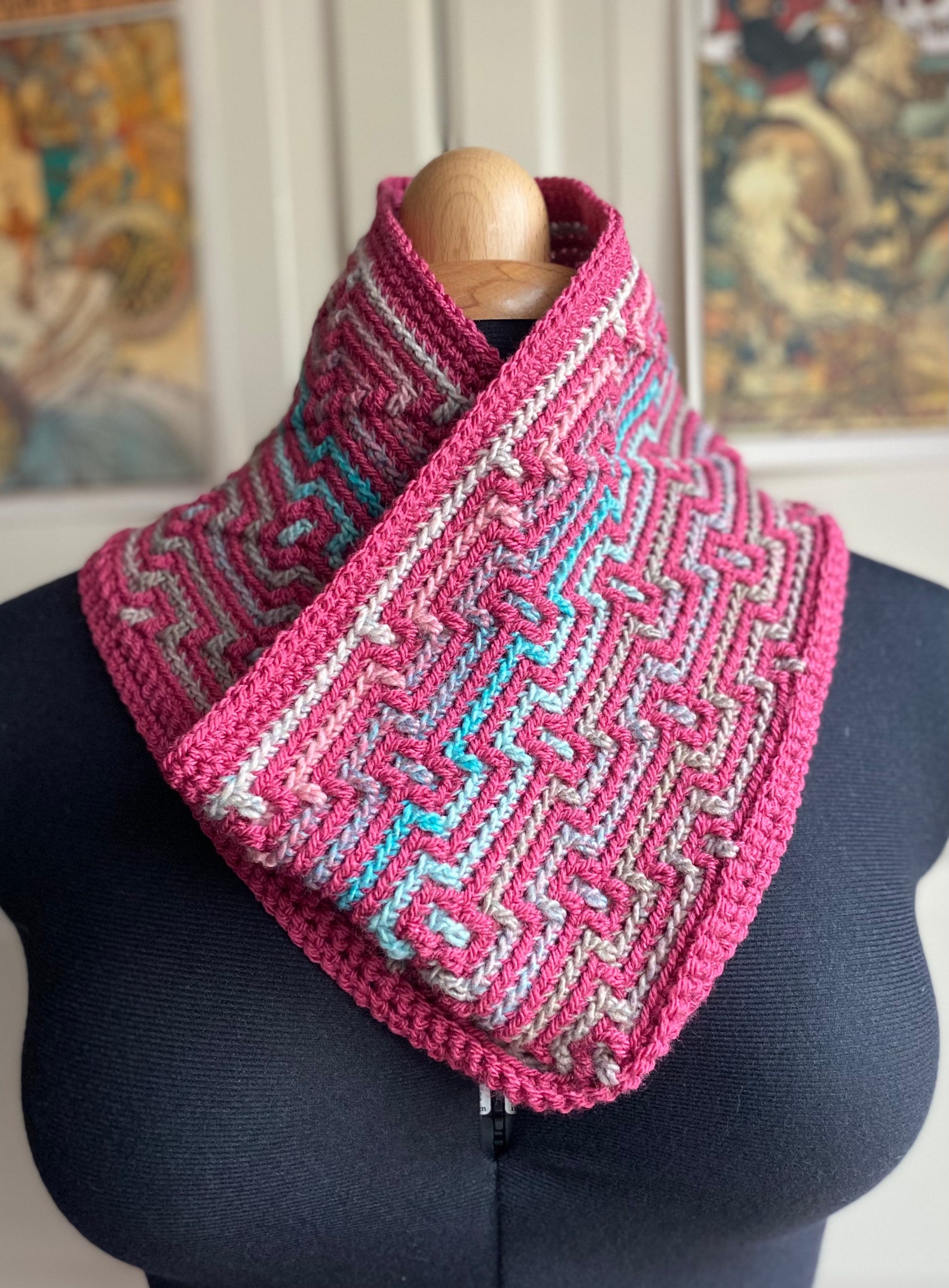 Crochet Cowl Infinity Scarf Mosaic - Etsy
