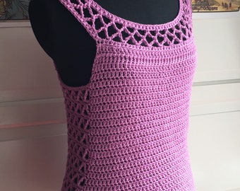 Crochet summer top pink small vest