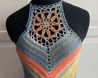 Crochet crop festival sun top  sunburst bralette  small