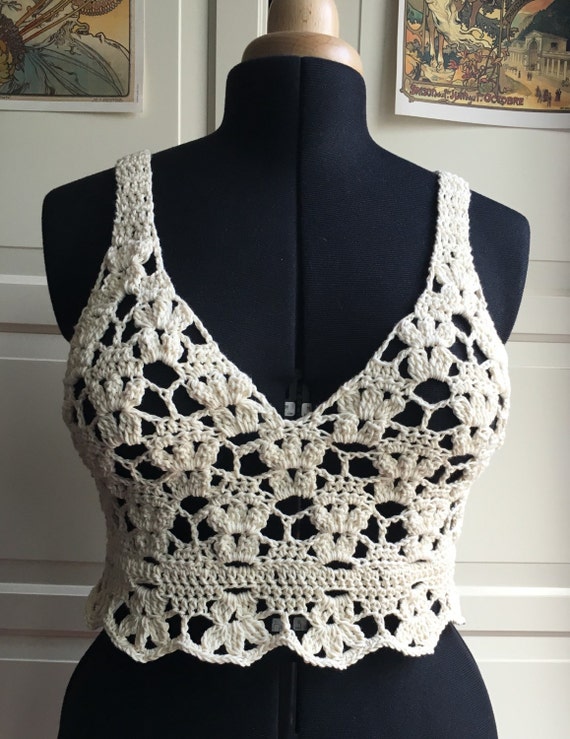 Lace crochet camisole vest top festival wedding medium large | Etsy
