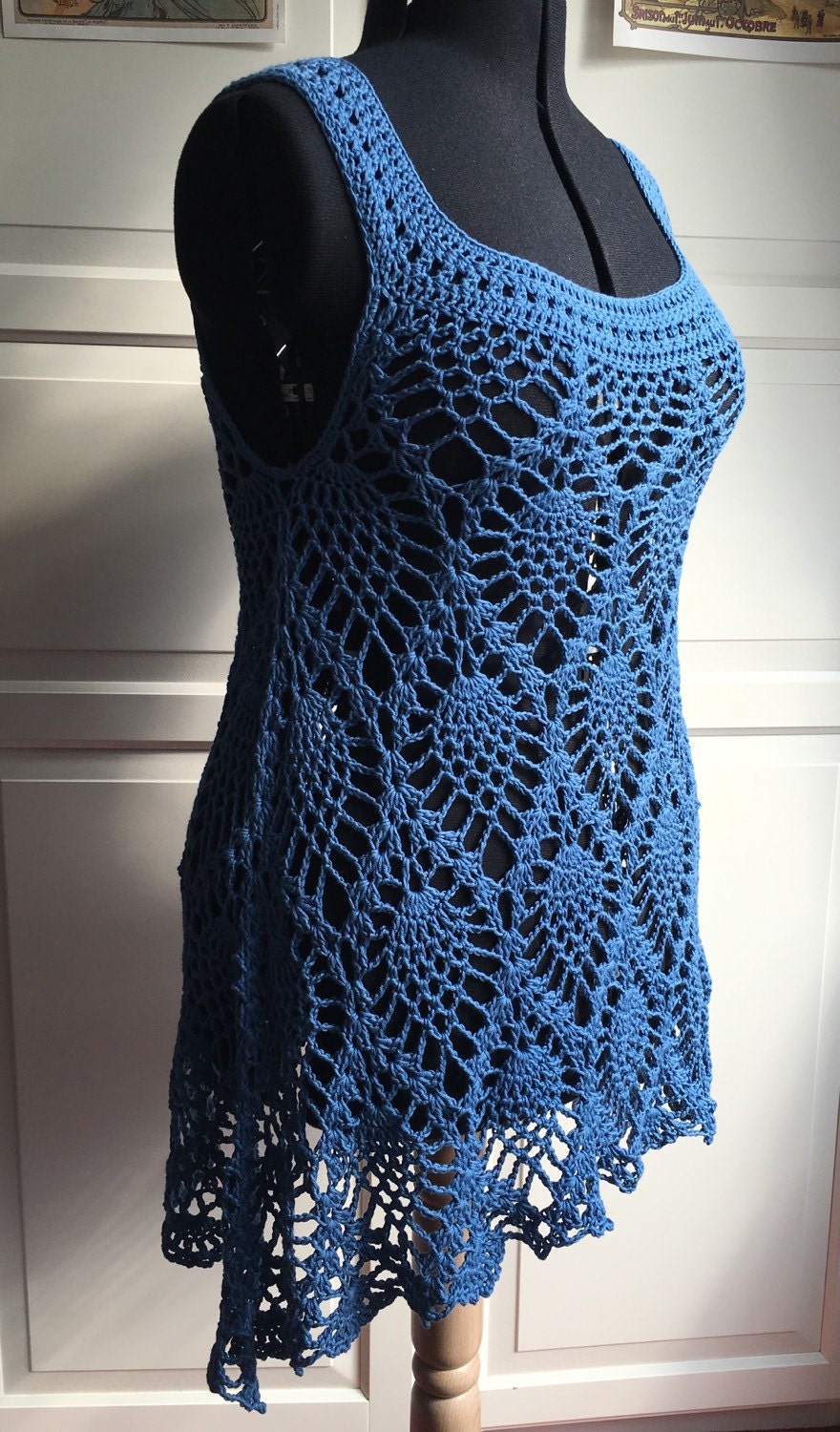 Crochet pineapple lace tunic cotton bamboo medium large Etsy