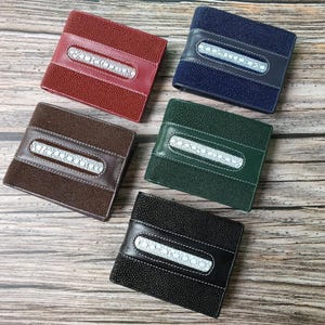 Cartera para hombre de piel auténtica de raya con espinas largas, grado A