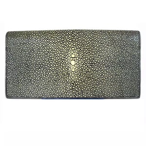 Cartera para mujer de piel de raya genuina pulida, larga, plegable, de cuero brillante, para tarjetas de identificación, tarjetas de crédito, monedero, nueva