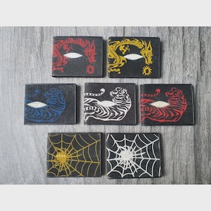 Echt Rochen Leder Herren Geldbörse Spinne Drachen Tiger Tiere Muster Größe M