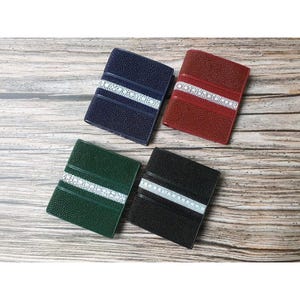 Cartera para hombre de piel auténtica de raya con forma de espinas, grado A, vertical