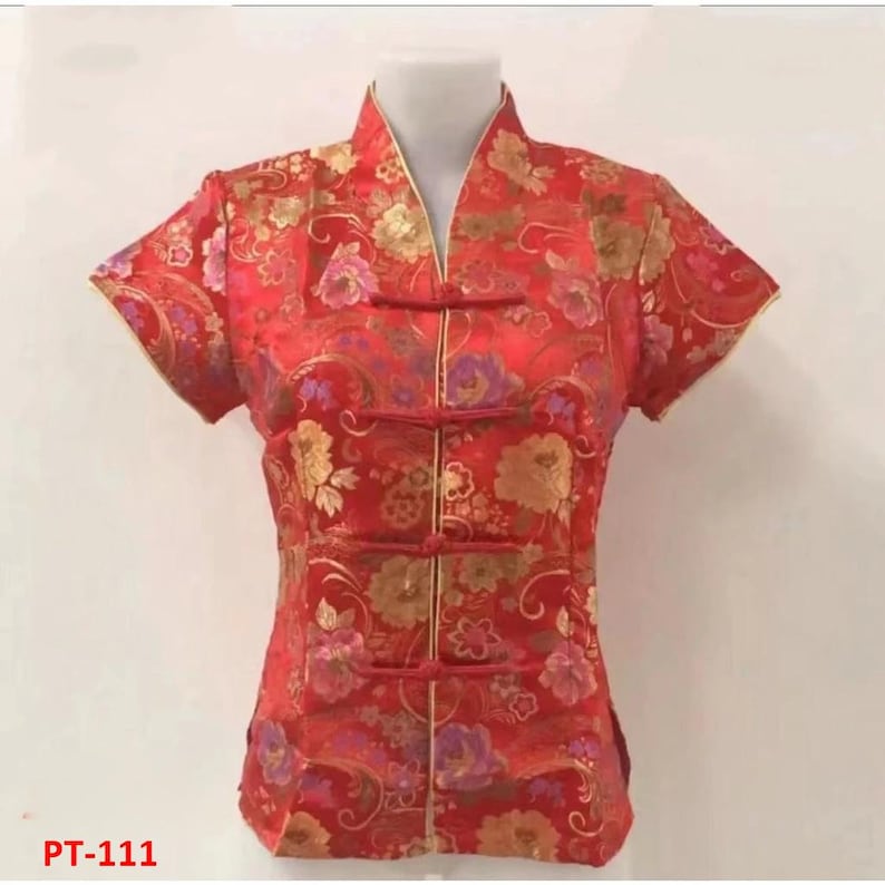 Chinese Collar Women's Shirt With Plum Blossom Pattern for Chinese New ...